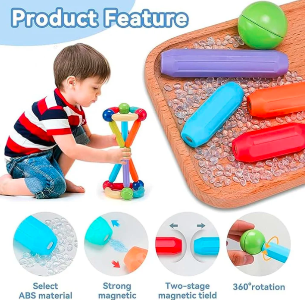 Magnetic Sticks Blocks Game (63 pcs)